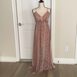 NWT.  Long snakeskin dress with built in slip.